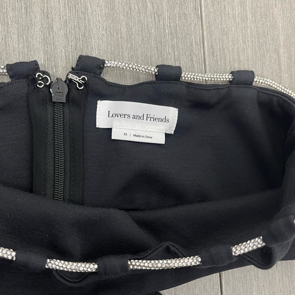 Lovers Friends Charlotte Midi Dress Black XS Crystal Cutout Cocktail Revolve - Picture 7 of 16